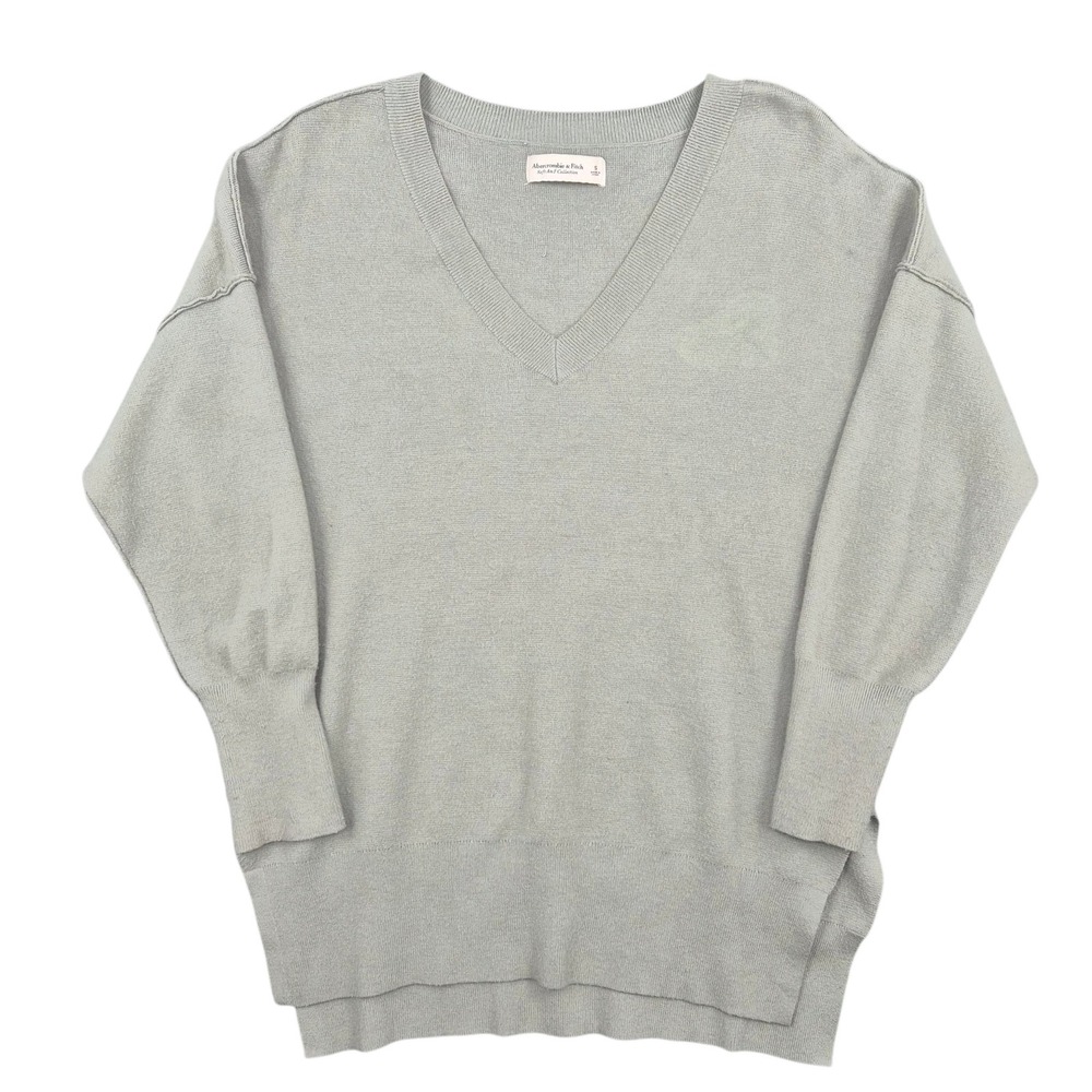 Abercrombie & Fitch Soft A&F Collection V-Neck Oversized Sweater Sage Green S